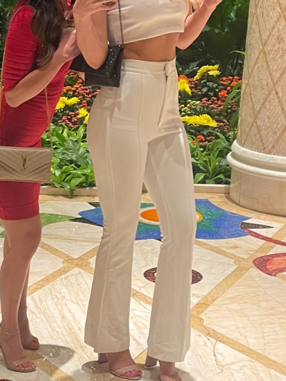 Meshki White Flared Pants High Waist S